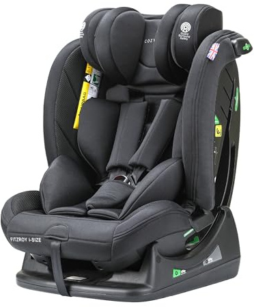 Cozy N Safe Fitzroy i-Size Car Seat 40-135cm, Rear & Forward Facing, 5 Point Harness, Side Impact Protection, Adjustable Headrest, Baby Toddler Child Car Seat, Birth to 10 Years (Slate)