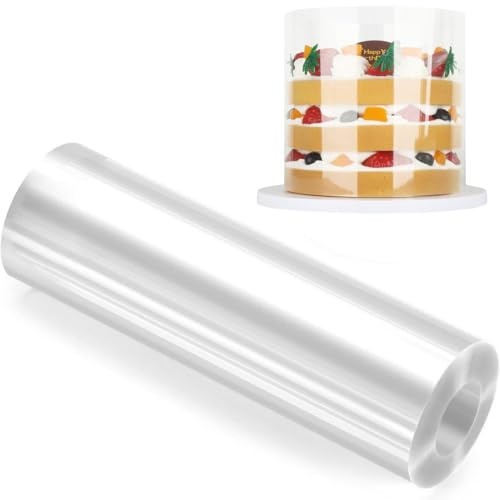 Tortenrandfolie 20cm Hoch, Tortenring Verstellbar, Transparent Tortenfolie, Acetat Folie Wiederverwendbar, Tortenring Hoch Für Kuchen Schokolade Mousse Kuchen Dessertringe