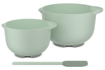 Mepal - Rührschüssel Set 3 teilig Chef it - Anti-Rutsch Boden - Mikrowellen- und Spülmaschinengeeignet - Schüsseln mit Teigschaber - Material beständig bis zu 110°C - 3000 + 1500 ml - Nordic sage
