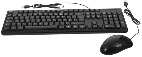Alipis Ensemble Stable 104 Touches et Pavé Numérique Intégré Noir Clavier et Souris Filaires USB et Facile à Utiliser pour Ordinateur de Bureau