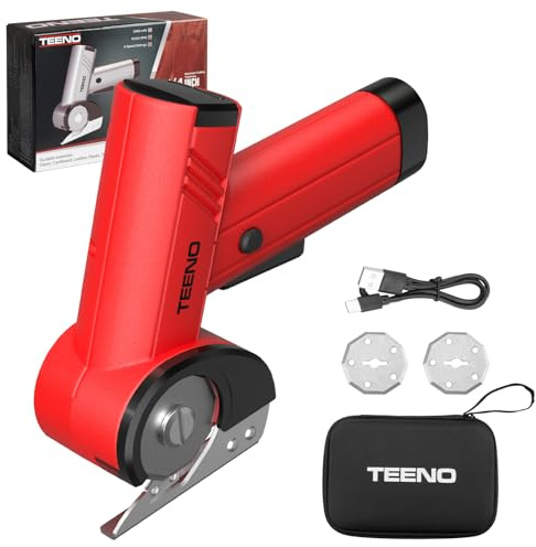 Ciseaux Électriques Sans Fil 4.2V TEENO 2 Lames | Coupe Tissu & Couture, Cutter Rotatif, Forbici Elettriche, Verrouillage Sécurité Enfant, Léger & Précis, Écran LED