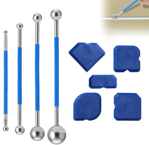 9 Strumenti per Calafataggio, rimuovi silicone, Spatole per Silicone,Kit di Raschietto Spatola per Sigillante,Tira Silicone per Angoli, Spatola per Silicone per Stanza da Bagno Cucina