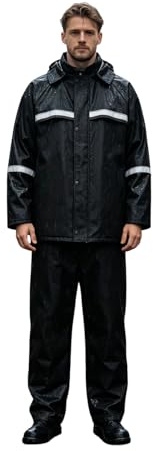 Cwuhyatre - Conjunto de lluvia para hombre y mujer, 2 piezas, impermeable, anti-Averse moto, chaqueta y pantalones separados, capucha impermeable reflectante para ciclismo, senderismo al aire libre