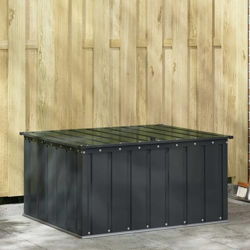 GarteMBagerbox Schwarz 101x82x50 cm Stahl | Riegelschloss, Wetterbeständig, Viel Stauraum, Modernes Design, Pflegeleicht