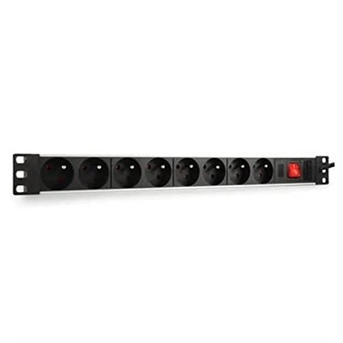 WP Rack WPN-PDU-I01-08 Multipresa Ciabatta Elettrica Rack 19 con 8 Prese Universali ITA 10/16A e Schuko, Cavo 2 m con Spina Italiana 16A, 250V/3500W, Nero