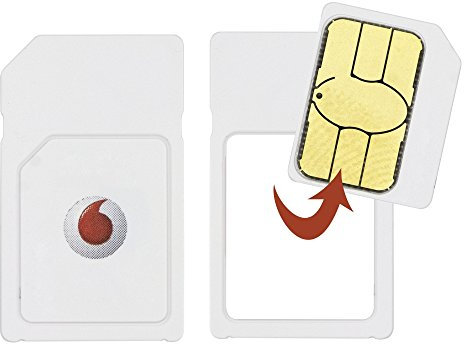 Vodafone UK Pay as you go Dual SIM Card with £10 Credit Included plus Standard and Micro Adapters