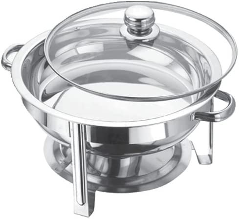4.5 Ltr Stainless Steel Chafing Dish Set - Serving Occasion | Glass Lid Handles With Tempered Glass Lid | 4.5l Round Food Warmer Buffet Server - For Weddings Parties Catering 4.5 Litre