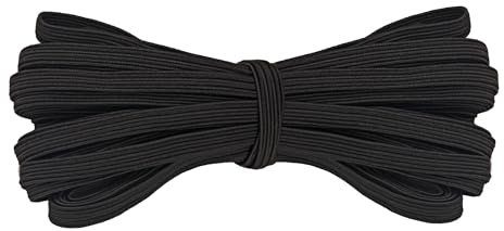 Trimming Shop 12mm Black Flat Elastic Band 1 Metre Garment Making Tailoring | Soft Durable and Stretchable Material Perfect for Fashion Costumes Curtains Face Coverings and Everyday Home Stitching