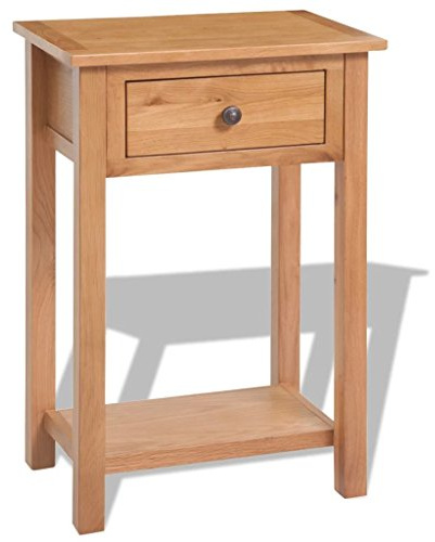 Festnight Konsolentisch Sideboard aus Massives Eichenholz + MDF als Lowboard Beistelltisch Telefontisch mit 1 Schublade 50 x 32 x 75 cm Braun