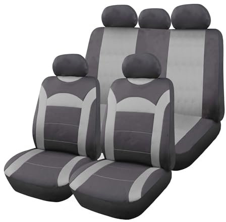 Enerfero Fundas de Asiento universales para Asiento de Coche 5, Tejido de poliéster, 9 Piezas.