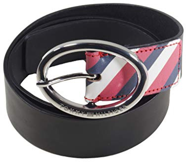 Tommy Hilfiger Damen Gürtel Jeansgürtel Oval Buckle Belt 3,5 Leder 90cm Schwarz