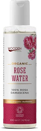 Wooden Spoon Acqua di Rosa Bio Rose Damascena – Idrolato 100% Biologico, Lenitivo & Rinfrescante, Tonico Naturale, Nebbia Viso & Corpo, Certificato COSMOS - 200ml