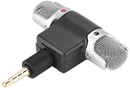 ASHATA Mini Microfono, Jack da 3,5 mm Mini Mic Microfono Stereo Digitale Portatile Professionale Palmare Esterno Senza Fili Microfono Angolo Regolabile per Telefono Cellulare, PC e registratore