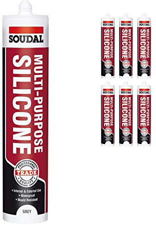 Soudal Trade Multi-Purpose Construction Sealant Silicone (6 Pack) - Grey