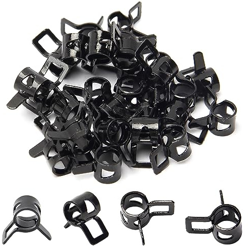 MroMax 0,7 cm ID Konstante Spannung Band Schlauchschellen 7 mm Federband Typ Schlauch Manganstahl Klemmklemmen Klemmen für Kraftstoffleitung Silikonschlauch Schlauch Schwarz Ton 30 Stück