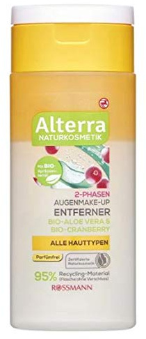 2-Phasen Augen Make-up Entferner - Naturkosmetik - Mit Bio-Aloe Vera & Bio-Cranberry - Entfernt mühelos und schonend selbst wasserfestes Make-Up - 100 ml