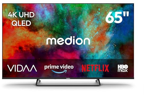MEDION 163,9 cm (65 Zoll) QLED Fernseher (Smart-TV, Dolby Vision HDR, HBO Max, MagentaTV, Prime Video, Disney+, DAZN, Paramount+, Dolby Atmos, VIDAA Store, PVR, Bluetooth, MD 865602)