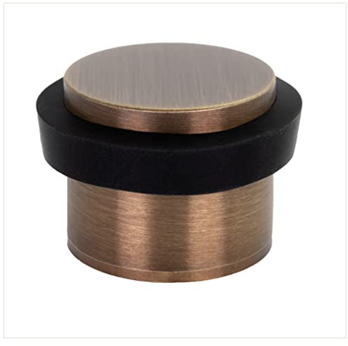 EVI Herrajes, Adhesive Door Stop with Threaded Base, Matte Brass, Black Rubber, Ref I-191/24x19-DUAL-CU