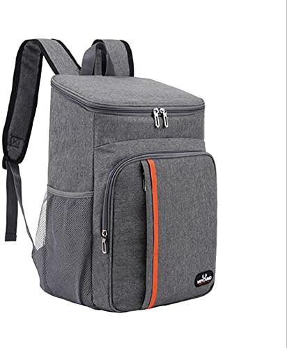 Isolierte Rucksack Picknicktasche Kühltasche Campingrucksack 20L- Große Wasserdichten Ultraleicht Kühlrucksack - Auslaufsicher Wanderrucksäcke für Camping, BBQ, Wandern, Picknick (Grau)