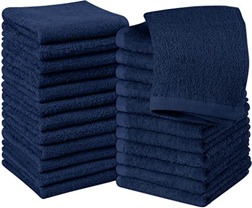 Utopia Towels - Flannel Face Cloths Set - 30 x 30 cm - 100% Ring Spun Cotton, Premium Quality Washcloths, Highly Absorbent and Soft Feel Face Towels, Perfect for Cleaning Dishes (24-Pack, Navy)