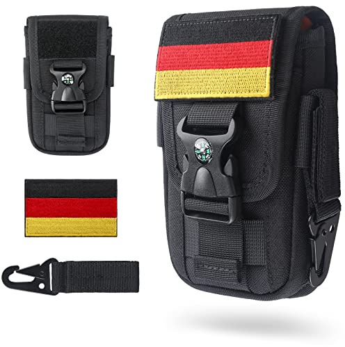 WYNEX Taktische Handytasche Gürtel Molle Halterung EDC Pouch Universaler Gürteltasche mit Keyring Clip & Kompass-Verschluss