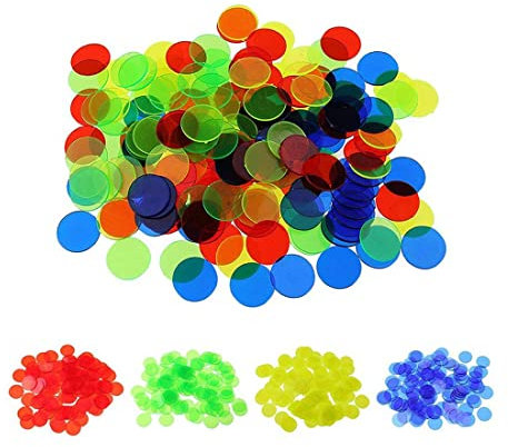 Clyhon Farbiger Kunststoffzähler, Transparente Bingo-Zählchips, Kunststoff-Bingo-Chips-Marker, Spielchips Zählen, Mathematikunterricht Erhältlich（100 Stücke,15MM）