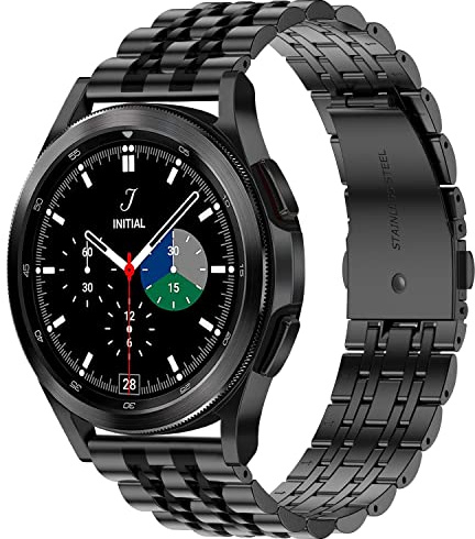 Anlinser 22mm Armbänder Kompatibel mit Watch 3 45mm/Galaxy Watch 46mm Armband, Verstellbares Metallband aus Edelstahl für Gear S3 Frontier/GT3 46mm, Schwarz