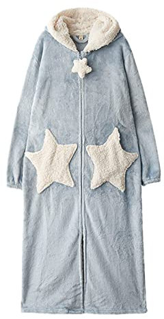 Generisch Damen Bademantel Teddy Fleece Damen Morgenmantel Aus Fleece Mit Kapuze Kapuzenhandtuch Poncho Für Erwachsene Bademantel Plüsch Flanell Fleece