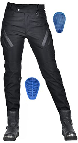 Waterproof Women Motorcycle Riding Pants with 4 X CE Armor Silica Gel Pads Rainproof Motorbike Motocross Racing Trousers M Black