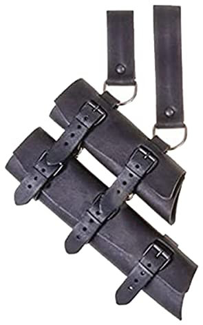 Mittelalterliche Doppelschwertscheide Scheide – PU-Leder Ritter Schwert Set – Retro Schwert Taillengürtel Vintage Dolch Frosch Halter für Halloween Zubehör, LAPP Mittelalter Stil (schwarz)