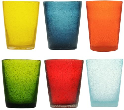 Memento Set 6 bicchieri acqua in pasta di vetro 300cc - Colorato vivace