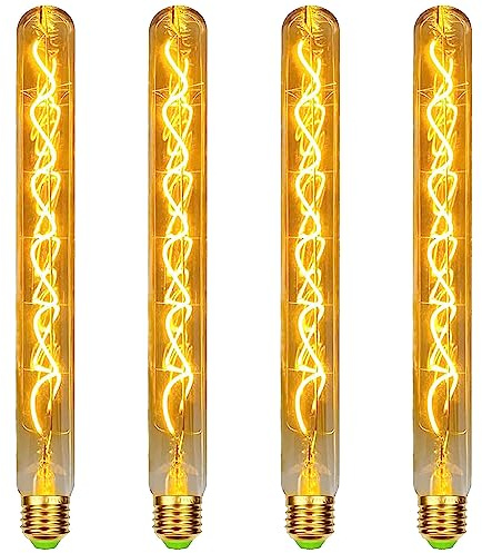 VIVIBEAM Edison Vintage Glühbirne E27, E27 LED Vintage Dimmbar 4W Röhre Wandlampe in 30CM Länge, Retro Lampe LED Röhre Glühbirne Ideal für Wandlampe,Steampunk-Lampen - 4 Stück