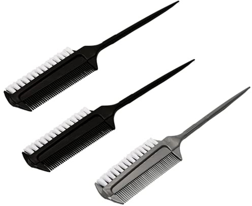 3PCS Smoothing Brush Ponytails Edge Teasing Brush Sleek Ponytails Hair Brush for Ballroom Dancing Dance Competition Hair Styling