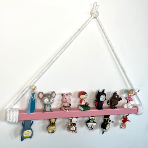 NoriKids Stange für Tonies | Regal für Tonies aus magnetischer Stange in Rosa | mit Kordel in Weiß | handgefertigte Tonie Aufbewahrung für bis zu 40 Tonies | Kinderregal