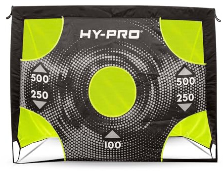 Hy-Pro 4ft x 3ft 2-in-1 Target Pop Up Flexi Football Goal – Portable Net with Carry Bag, All-Weather Design, Durable Football Training Equipment, Foldable Mini Goal for Garden, Park & Indoor Use