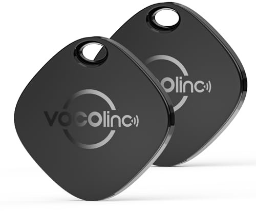 VOCOlinc Air Tracker Tags 2 Pack, Key Finder Luggage Tag Work with Apple Find My APP (iOS Only, Not for Android), Smart Bluetooth Item Locator for Suitcases, Bags Wallets, Backpack.Replaceable Battery