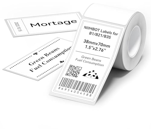 NIIMBOT Labels for B1/B2/B21/B3S/K3, Thermal Printer Labels 1.5 x 2.76(38x70mm), Label Maker Tape for Jar Labels, Address Labels, File Folder Labels