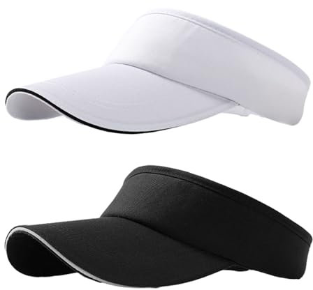 NHTJTHE 2pcs Visor Cap, Atmungsaktiv und Schweißabsorbierend Sommerkappe Kappe mit Sonnenvisier, Unisex Verstellbar, Outdoor Visor Cap, für Golf, Radfahren, Angeln, Tennis, Laufen(1 schwarz + 1 weiß)