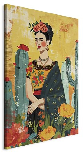 murando - Leinwandbild Frida Kahlo 80x120, 80x120 cm, 1-teilig, Wohnzimmer | Hochwertige Leinwand, sofort aufhängbar, ideal fürs Wohn- oder Schlafzimmer, wasserfest und lichtecht, langlebig, stilvoll
