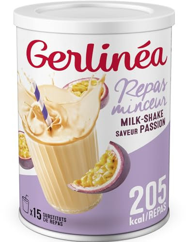 Gerlinéa Boisson Milkshake goût Fruit de la Passion - Substitut de repas riche en protéines - Poudre à reconstituer - contient 15 repas - 222256