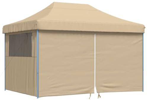 vidaXL Pop-Up hopfällbart partytält med 4 sidoväggar beige