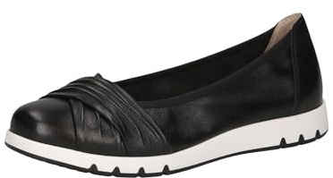 CAPRICE Comfort damballerinaskor av läder, bekväma, Svart nappa, 41 EU