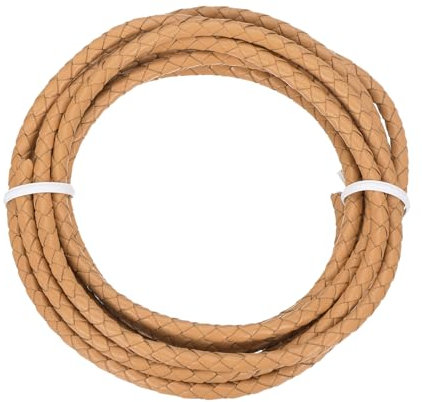 sourcing map Braided Leather Cord, 4mm Round Braided Faux Leather Necklace Cord Bolo Tie String 2 Yard for Jewelry Making Necklace Crafts Beading Braiding 7
