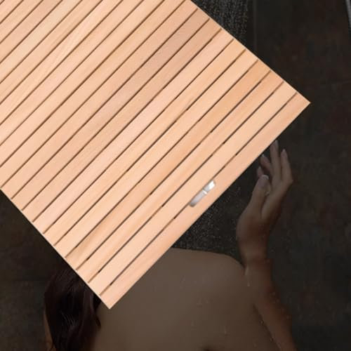 Aeovot Rechteck Badematte Aus Holz, Outdoor Dusche Holzmatte, Schnelle EntwäSserun, Tragbares Design, Geeignet für Freibäder, Hallenbäder usw(B,40x70cm)