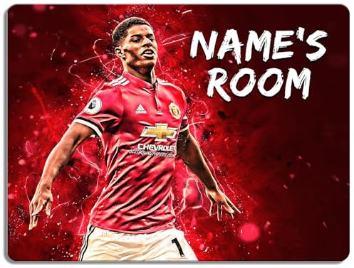 Personalised Rashford Bedroom Door Sign Football Legend Room Name Plaque Children's Boys Manchester Football Player Kids Birthday Gift NLD11