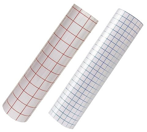 Lurrose 2stücke PVC Selbstklebendes Transferband Mit Ausrichtungsgitter Blau Rot Für DIY Applikationstape Vinyl Transferfolie Für Glatte Oberflächen