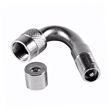 PartyKindom 45 Grad Ventilverlängerungsadapter Für Auto Motorrad Roller Fahrrad Silber Installieren Universell Langlebig Mit Metallkappe