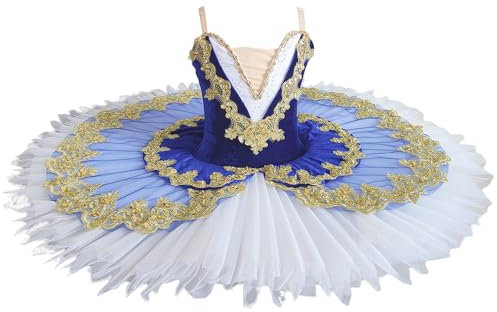 Xytraiihw 2024 Professionelles Ballett-Tutu Für Mädchen, Kinder, Balett-Tutu, Partykleid, Ballerina, Partytanz, Ballettkostüm, Damen, Tanzperformancekleid,Blau,110