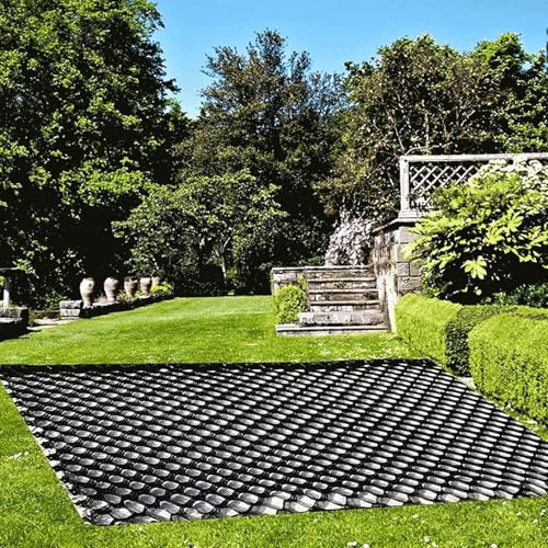 Grille GéO-Cellulaire, AlléE GéOgrille De 5 cm, Stabilisateur Gravier GéOgrille pour AlléEs, Parkings pour Camions LéGers, Grilles ContrôLe Boue du Sol avec Trou Drainage(1x4m(3.3x13ft))