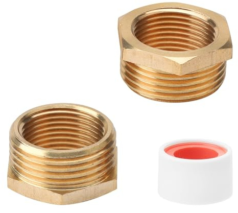 ZMDMAH Premium 1 auf 3/4 Zoll Messing Reduzierstück AG/IG Reduzierung mit Bewässerungsfugenband, Außengewinde auf Innengewinde Nippel, Gewindefitting für Wasserleitungen
